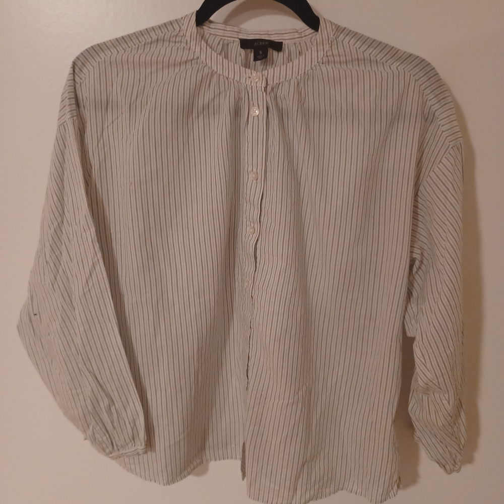 J. Crew Women's  Striped Button Front Shirt 100% Cotton Small